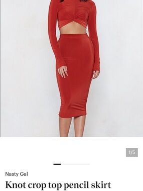 Nasty Gal burnt orange body con crop top and Skirt set